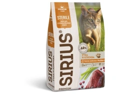 Сухой корм SIRIUS Duck & Cranberry для стерилизованных кошек утка с клюквой, 1,5 кг