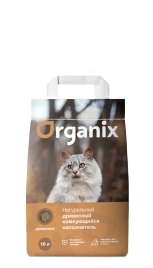 Наполнитель Organix для кошачьего туалета, древесный комкующийся для кошачьего туалета, 16 л