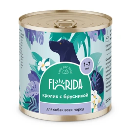 Влажный корм FLORIDA Rabbit & Lingonberry для собак, с кроликом с брусникой, 240 г