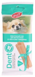 Лакомство Biff Dent жевательный снек для собак мелких пород со вкусом говядины, 55 г