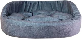 Лежак Homepet для домашних животных, Микровелюр Leather №3 пыльно-голубой, 57 см х 45 см х 17 см