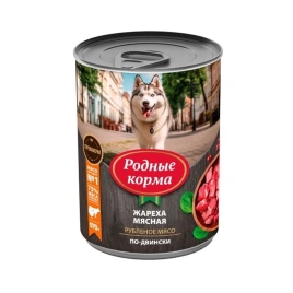Влажный корм Родные корма для собак, жареха мясная по-двински, 970 г