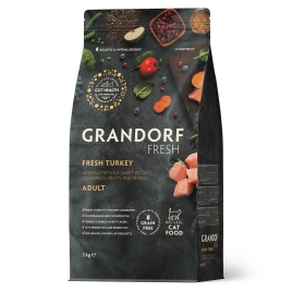 Сухой корм Grandorf Fresh Cat Turkey & Sweet Potato для взрослых кошек, диетическая формула для особо аллергичных кошек индейка, с бататом, 2 кг