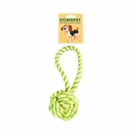 Игрушка Homepet Seaside для собак, узел из каната с петлей желто-синий, диаметр 7 см, 21 см