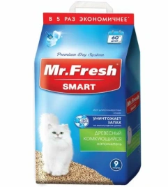 Наполнитель Mr.Fresh Smart для длинношёрстных кошек для кошачьих туалетов, 9 л