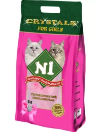Наполнитель №1 Crystals for Girls для кошачьих туалетов, силикагелевый розовый, 5 л