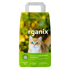 Наполнитель Organix для кошачьего туалета, комкующийся с ароматом свежескошенной травы, 24 л