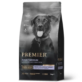 Сухой корм Premier Dog Salmon & Turkey Adult Medium для собак средних пород, с лососем и индейкой, 1 кг