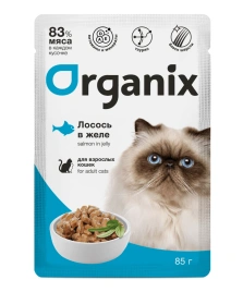 Влажный корм Organix Preventive Line Salmon для взрослых кошек: лосось в желе, 85 г