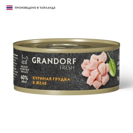 Влажный корм Grandorf Fresh Chicken для кошек, консервы, куриная грудка в желе, 70 г