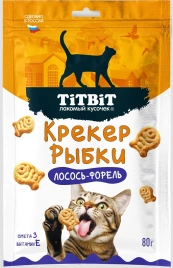 Лакомство Titbit крекер для кошек, рыбки со вкусом лосося и форели, 80 г