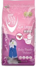 Наполнитель Van Cat для кошачьего туалета, комкующийся без пыли с ароматом детской присыпки, 24 л