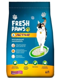 Наполнитель Fresh Paws Active для кошачьих туалетов, впитывающий с активированным углем, 6 л