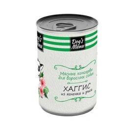 Влажный корм Dog`s Menu Lamb & Rice для взрослых собак хаггис из ягненка и риса, 340 г