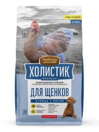 Сухой корм Деревенские Лакомства Holistic Премьер,  для щенков, с Курицей и рисом, 1 кг