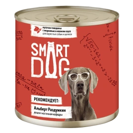 Влажный корм Smart Dog Beef & Carrot для взрослых собак и щенков, кусочки говядины, с морковью в нежном соусе, 85 г