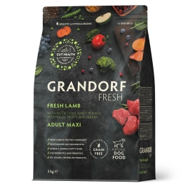 Сухой корм Grandorf Fresh Dog Lamb & Sweet Potato для взрослых собак крупных пород чувствительное пищеварение или склонность к аллергии ягненок, с бататом, 10 кг