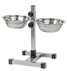 Миска Homepet для домашних животных, металлическая регулируемая подставка с мисками, хром, 2 шт, диаметр 18 см, до 40 см, 0,7 л