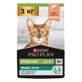 Сухой корм PRO PLAN Salmon для взрослых стерилизованных кошек и кастрированных котов, для поддержания органов чувств, с высоким содержанием лосося, 3 кг