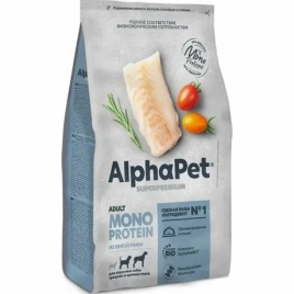 Сухой корм ALPHAPET Superpremium Monoprotein White Fish для взрослых собак средних и крупных пород, с белой рыбой, 2 кг