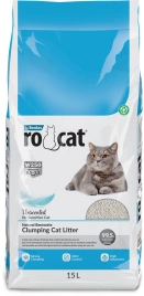 Наполнитель Ro Cat для кошачьего туалета, комкующийся без пыли натуральный, 15 л