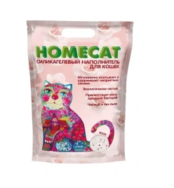Наполнитель Homecat для кошачьих туалетов, Роза силикагелевый с ароматом розы, 7,6 л