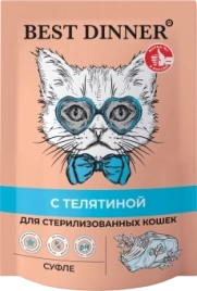 Влажный корм Best Dinner Мясные деликатесы Veal для стерилизованных кошек суфле, с телятиной, 85 г