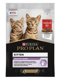 Влажный корм PRO PLAN Beef для котят, с говядиной в соусе, 85 г