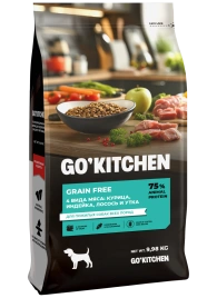 Сухой корм Go'Kitchen Chicken, Turkey, Salmon & Duck для пожилых собак всех пород, с курицей, с курицей, индейкой, лососем и уткой, 9,98 кг