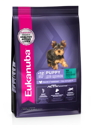 Сухой корм Eukanuba Puppy Mini Breed для щенков миниатюрных пород, с птицей, 500 г фото 1