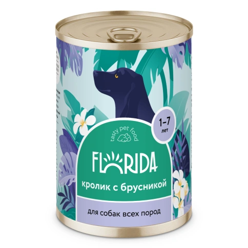Влажный корм FLORIDA Rabbit & Lingonberry для собак, с кроликом с брусникой, 400 г фото 1