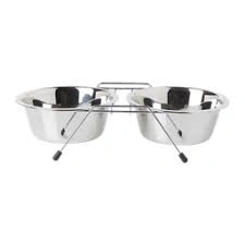 Миска Homepet Rack для домашних животных, металлическая двойная на подставке, 2 шт, 1,8 л фото 1
