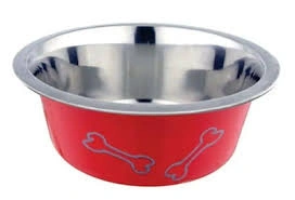 Миска Homepet Color для домашних животных, Косточки, металлическая красная, 0,25 л фото 1