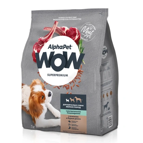 Сухой корм ALPHAPET WOW Superpremium Turkey & Rice для взрослых собак мелких пород, с индейкой и рисом, 7 кг фото 1