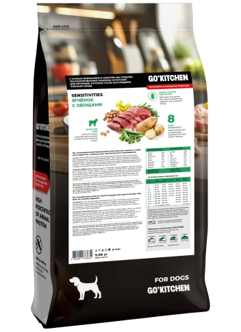 Сухой корм Go'Kitchen Lamb для щенков и собак всех возрастов для чувствительного пищеварения, с ягненком, 9,98 кг фото 2