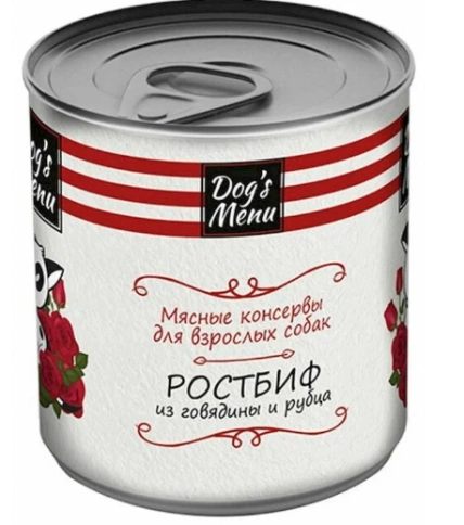 Влажный корм Dog`s Menu Beef & Tripe для взрослых собак ростбиф из говядины и рубца, 340 г фото 1
