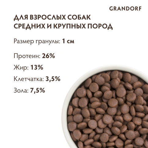 Сухой корм Grandorf Turkey Med & Maxi Индейка для взрослых собак средних и крупных пород, 1 кг фото 9