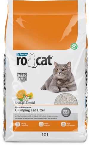 Наполнитель Ro Cat для кошачьего туалета, комкующийся без пыли с ароматом апельсина, 10 л фото 1