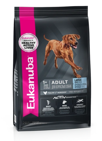 Сухой корм Eukanuba Adult Large Breed для взрослых собак крупных пород, с птицей, 15 кг фото 1