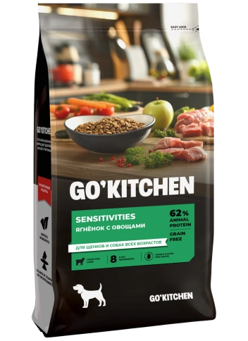 Сухой корм Go'Kitchen Lamb для щенков и собак для чувствительного пищеварения, с ягненком, 18 кг фото 1