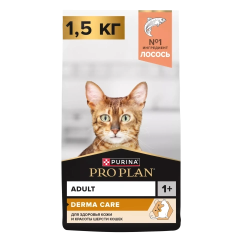 Сухой корм PRO PLAN Salmon для здоровья шерсти и кожи взрослых кошек, с высоким содержанием лосося, 1,5 кг фото 1