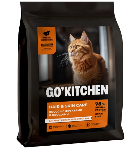 Сухой корм Go'Kitchen Salmon для котят и кошек всех возрастов, с лососем, 7.62 г фото 1