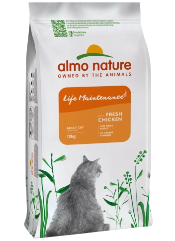 Сухой корм Almo Nature Chicken & Rice для взрослых кошек со свежей курицей и коричневым рисом, 12 кг фото 1