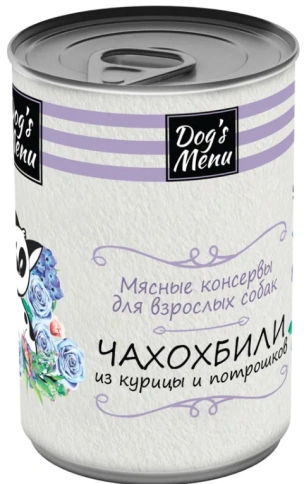 Влажный корм Dog`s Menu Chicken & Giblets для взрослых собак чахохбили из курицы и потрошков, 340 г фото 1