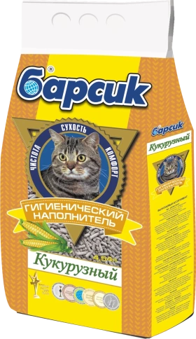 Наполнитель Барсик для кошачьих туалетов, Кукурузный впитывающий, 4,54 л фото 1