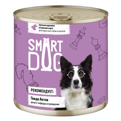 Влажный корм Smart Dog Rabbit для взрослых собак и щенков, кусочки кролика в нежном соусе, 85 г фото 1