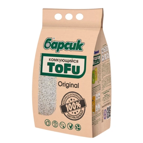 Наполнитель Барсик Tofu Original для кошачьих туалетов, комкующийся, 4,54 л фото 1