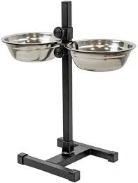 Миска Homepet для домашних животных, металлическая регулируемая подставка с мисками, 2 шт, диаметр 14 см, до 30 см, 350 мл фото 1