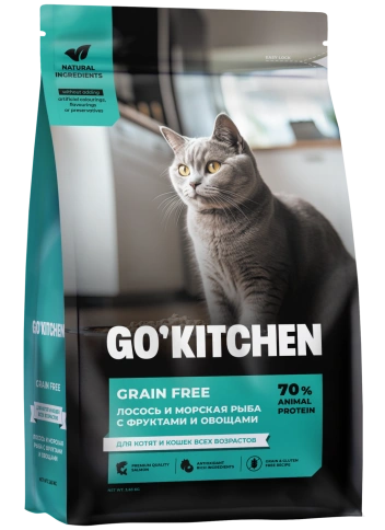 Сухой корм Go'Kitchen Salmon & Fish для котят и кошек всех возрастов, с лососем и морской, с лососем и рыбой, 3,63 кг фото 4