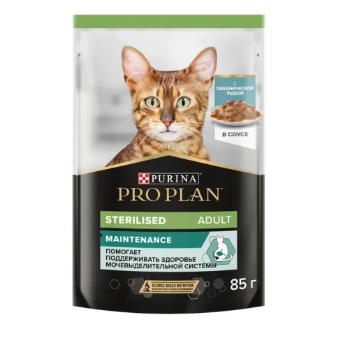 Влажный корм PRO PLAN Ocean Fish для взрослых стерилизованных кошек и кастрированных котов, с океанической рыбой в соусе, 85 г фото 1